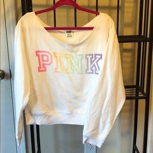 VS PINK off the shoulder crop sweatshirt